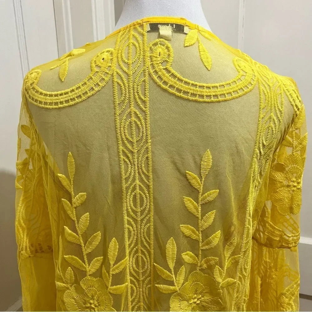 Bright Yellow Lace Swim Cover Up by L Love Women’s Large New Without Tags